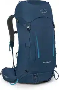 High-capacity Osprey Kestrel 38 hiking backpack designed for outdoor adventures, featuring ergonomic straps, multiple compartments, and durable weather-resistant material for backpacking trips.