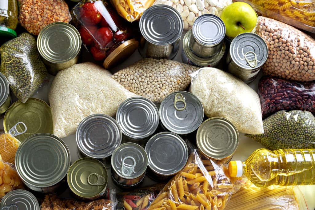 72‑hour emergency food laid out by category