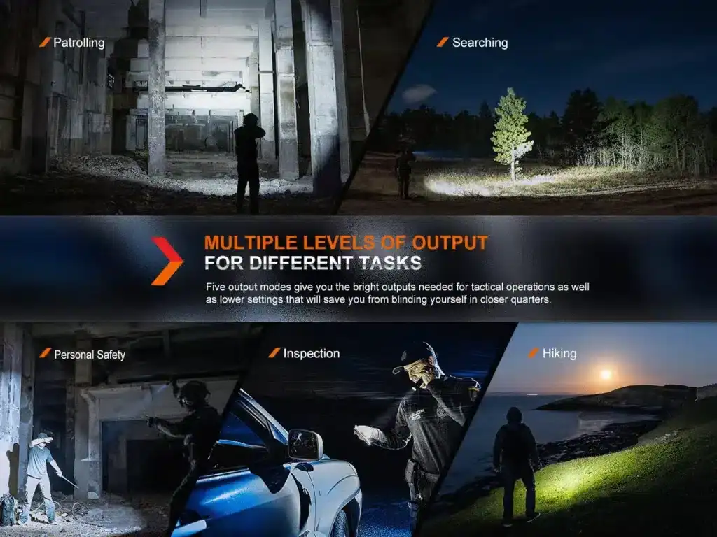 Patrolling at night with tactical gear under low-light conditions, showcasing outdoor adventure safety and equipment for nighttime security and exploration.