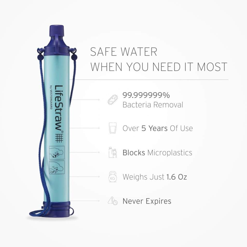 Bacteriotherapy water filter for clean, safe drinking water; effective bacteria removal, long-lasting use, blocks microplastics, lightweight, and never expires, ideal for outdoor adventures and travel.