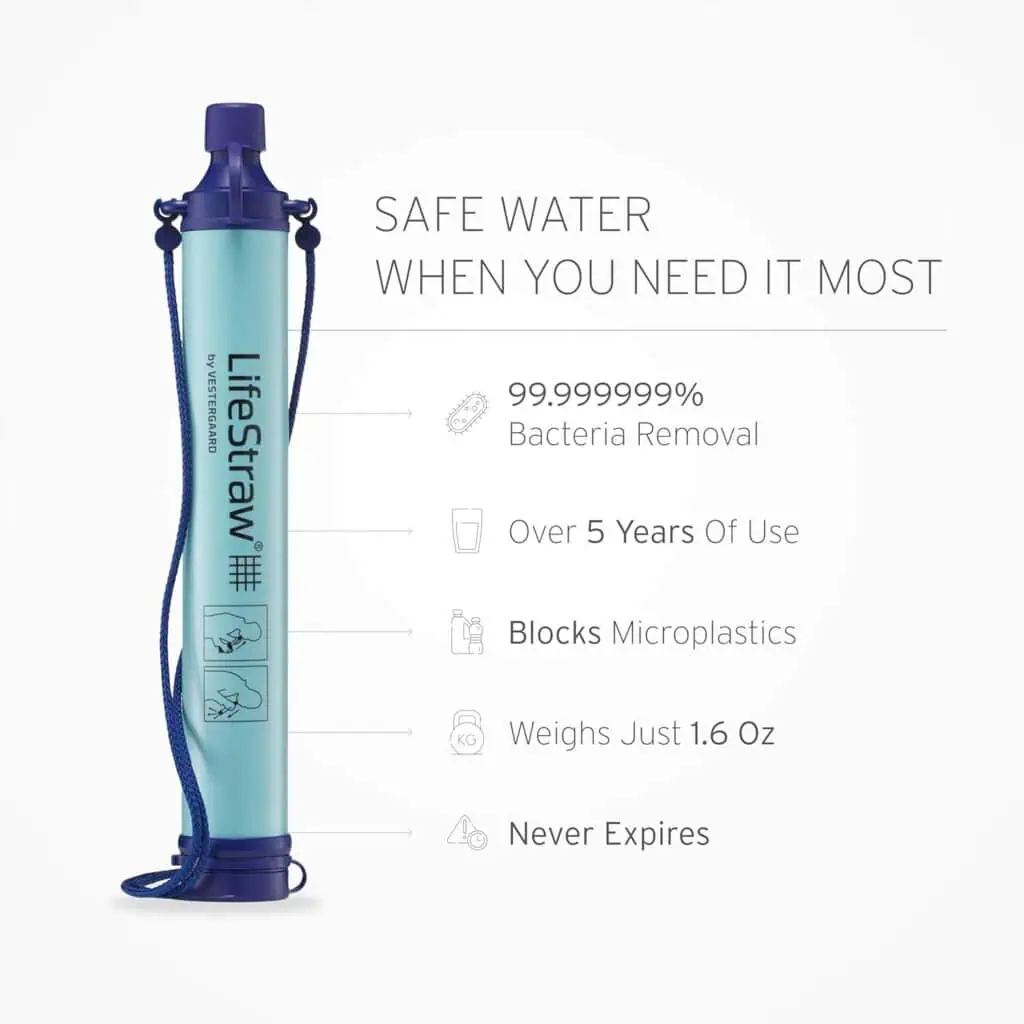 Bacteriotherapy water filter for clean, safe drinking water; effective bacteria removal, long-lasting use, blocks microplastics, lightweight, and never expires, ideal for outdoor adventures and travel.