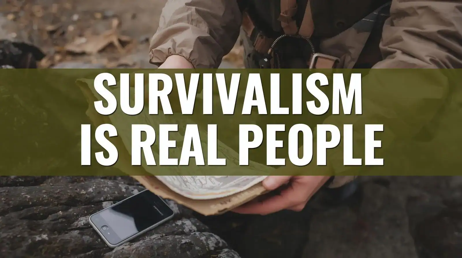 Survivalist preparing navigation tools outdoors, emphasizing survival skills and wilderness exploration.