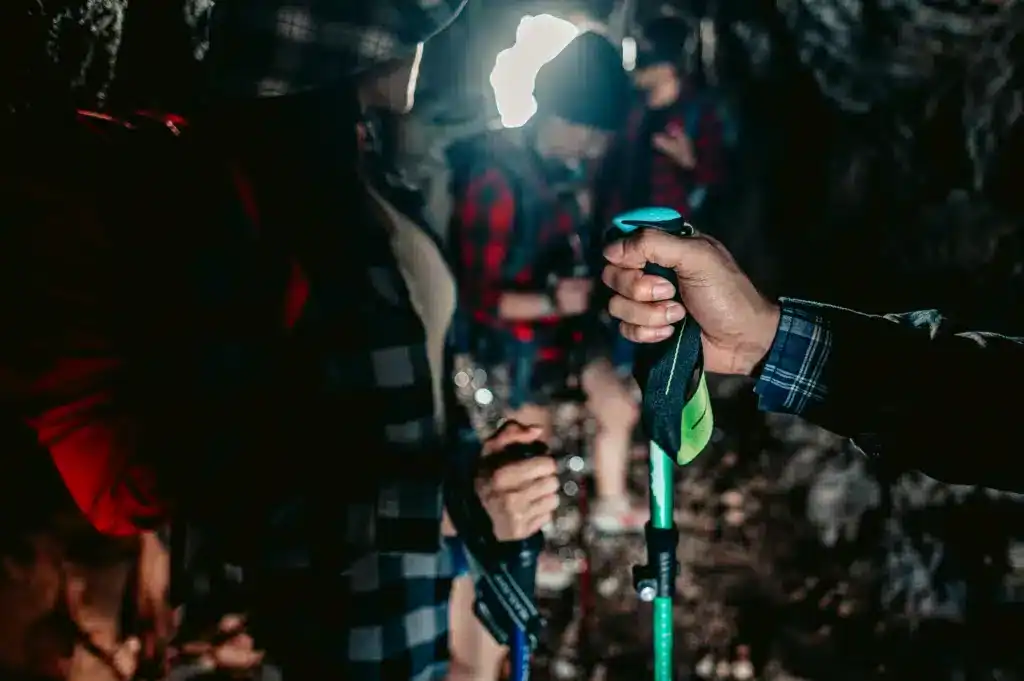 Using trekking poles to navigate at night