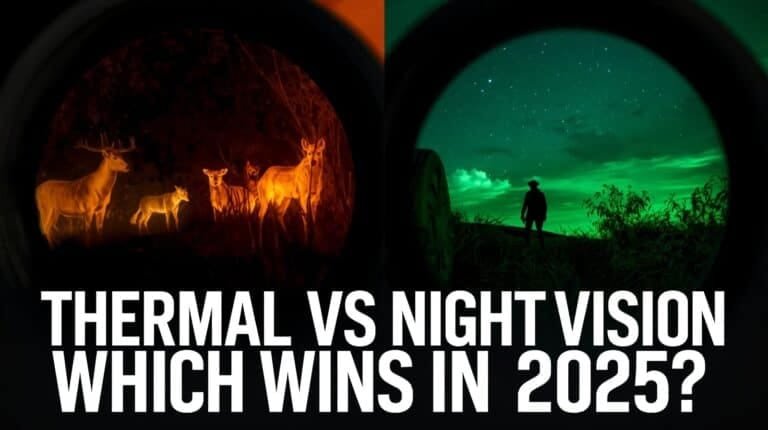 Thermal vs night vision comparison of wildlife and outdoor scenes for adventure travel enthusiasts.