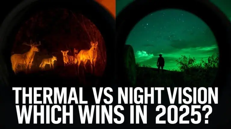 Thermal vs night vision comparison of wildlife and outdoor scenes for adventure travel enthusiasts.