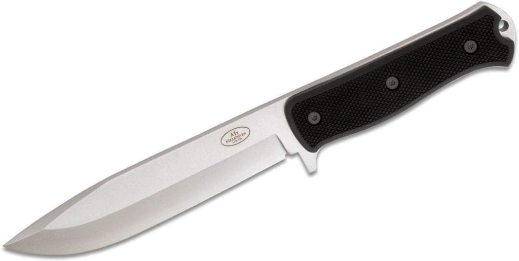 High-quality hunting and outdoor survival knife with fixed blade, black handle, and robust construction for camping, bushcraft, and wilderness adventures.