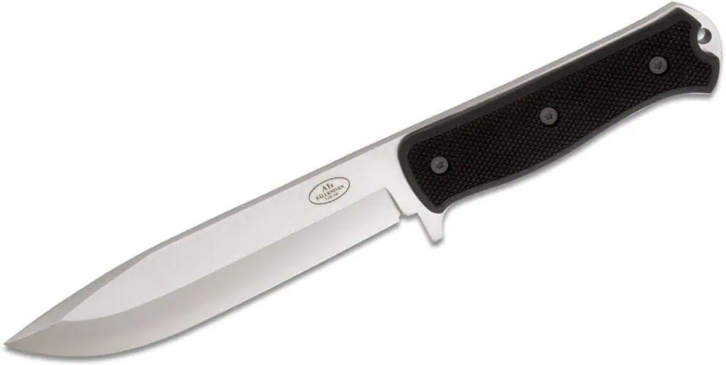 High-quality hunting and outdoor survival knife with fixed blade, black handle, and robust construction for camping, bushcraft, and wilderness adventures.