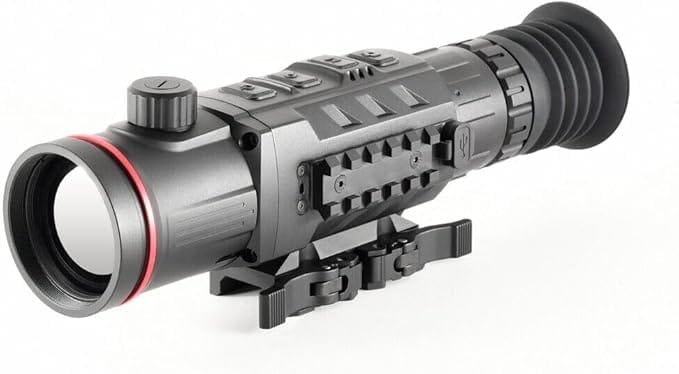 High-tech tactical rifle scope with adjustable zoom and precision targeting for outdoor adventures and hunting excursions. Enhanced optics for clear, long-distance viewing in rugged environments.