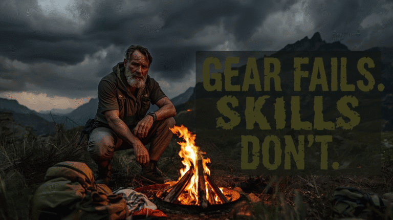 Gear fails skills don t, outdoor adventure, wilderness survival, camping tips, adventure lessons, nature exploration, outdoor skills training, survival gear, rugged outdoor pursuits, adventure-wiser.com.
