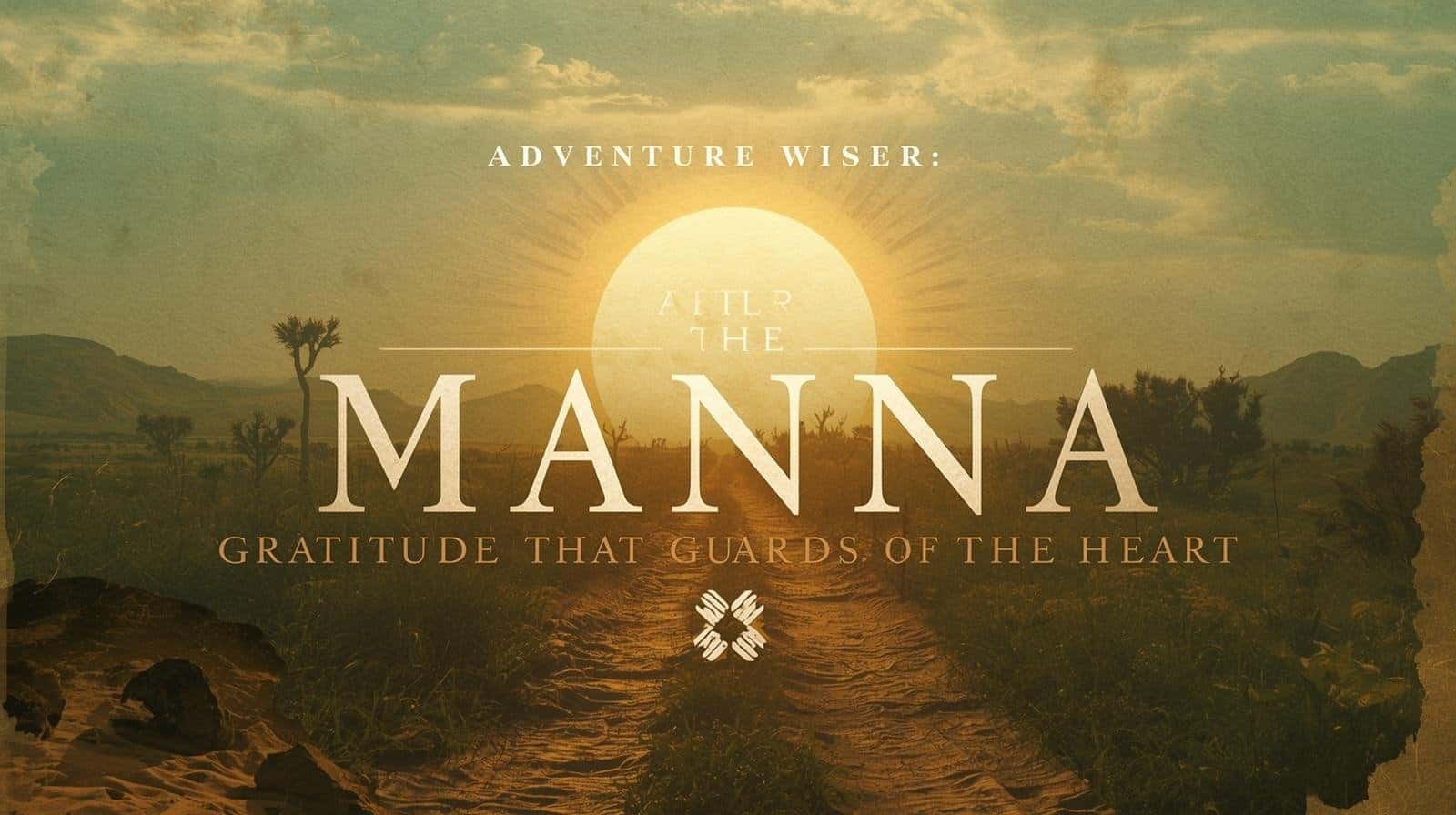 Sunset over the desert landscape with sparse trees, highlighting adventure and gratitude themes for outdoor travel and exploration.