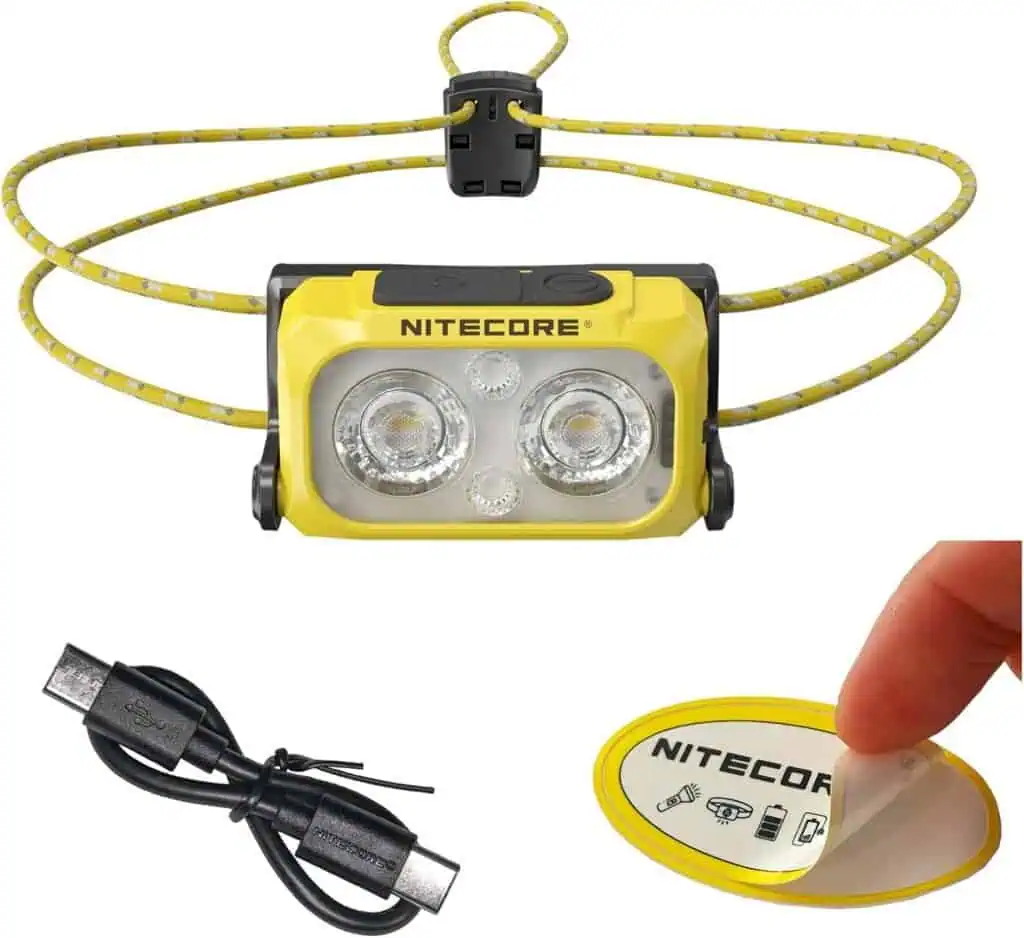 Bright LED headlamp with wireless charging, ideal for survival and prepper gear. Durable, hands-free lighting for outdoor emergencies, camping, and survival situations.