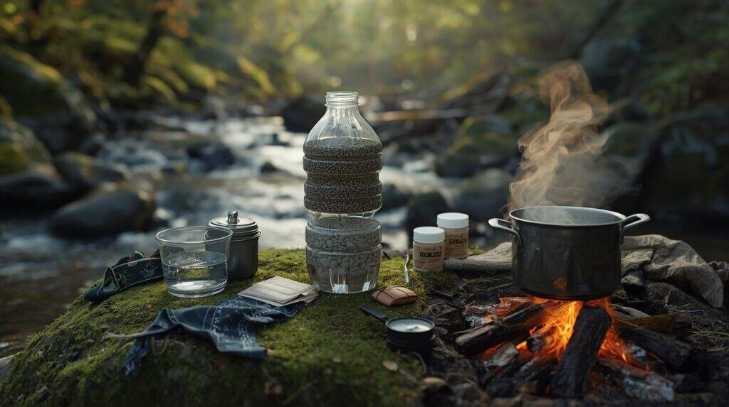 Campsite with cooking and water filtration
