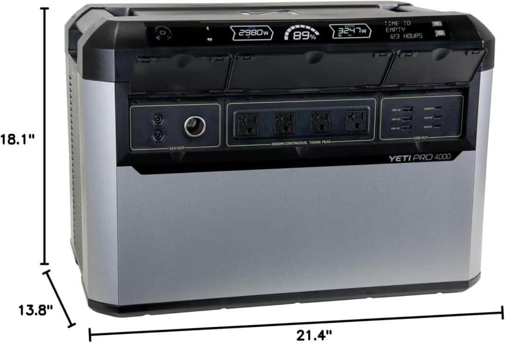 Goal Zero Yeti PRO 4000 Portable Power Station, 4000 Watt Hour LiFePO4 Battery, Expandable Solar Generator Home Backup System, 3600 W Out, (6th Gen)