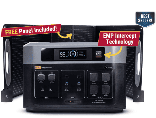 3300 Solar Generator System w/ EMP Intercept Technology + FREE Waterproof 200W Solar Panel by Grid Doctor