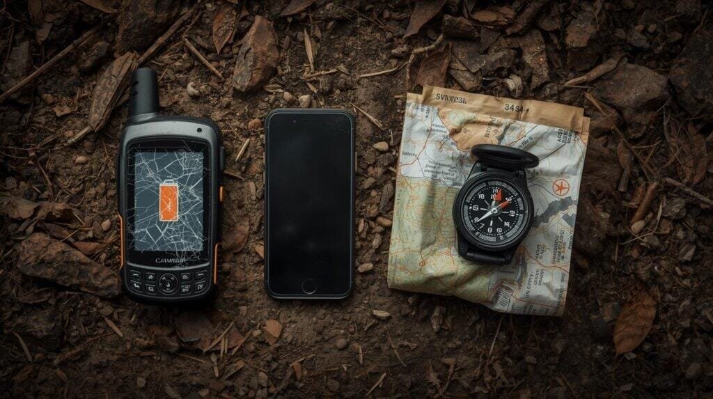 GPS device, phone, map, watch