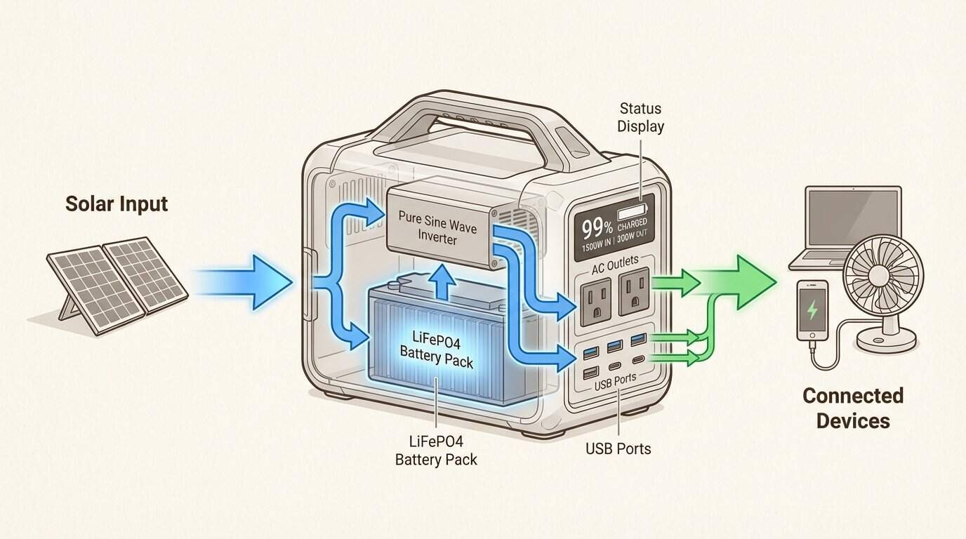Understanding the internal components like the inverter and battery helps you manage energy flow from solar panels to your devices.