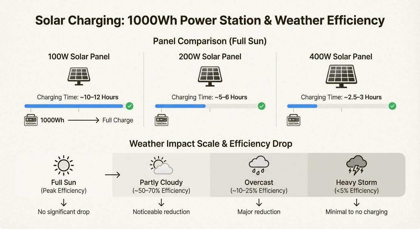 Matching your solar panel wattage to your battery capacity and local weather is essential for reliable off-grid recharging.