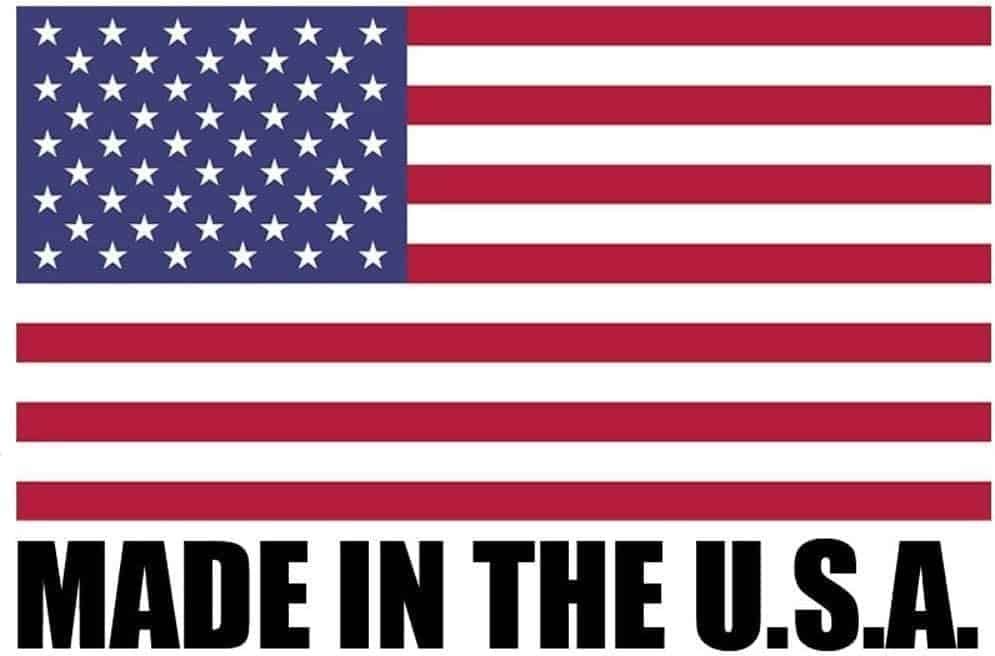 American flag with text below