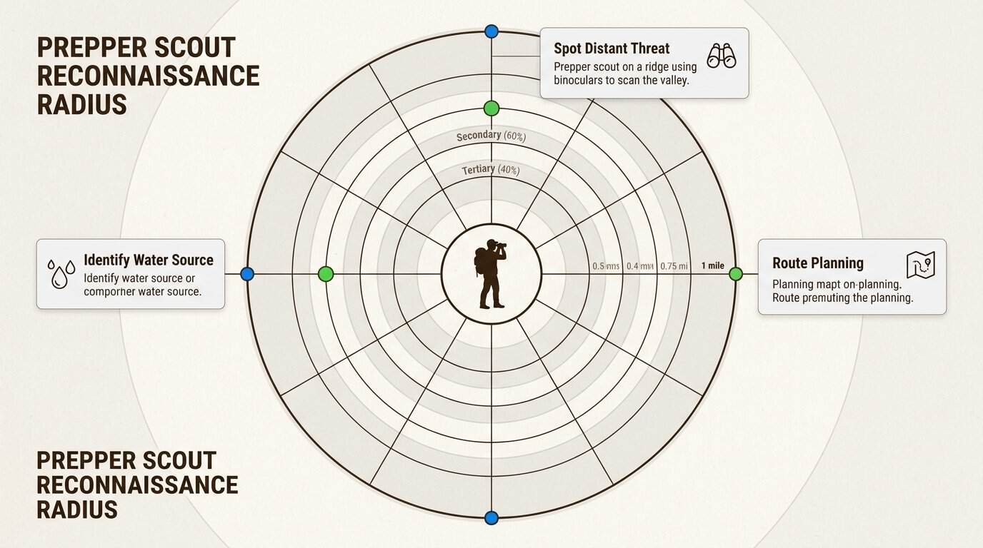 Extend your situational awareness radius by a mile, allowing you to identify water, threats, and safe routes from a distance.