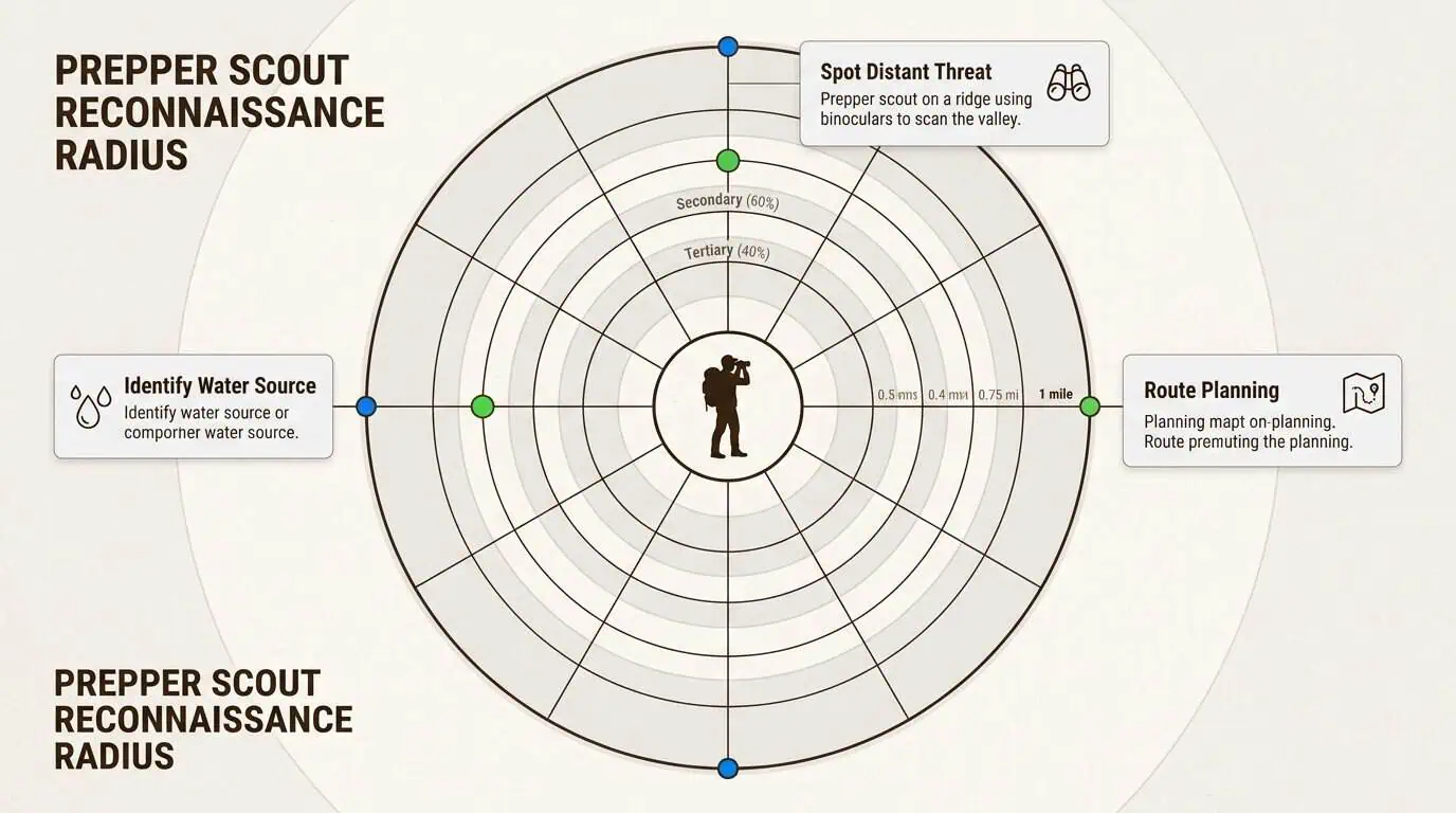 Extend your situational awareness radius by a mile, allowing you to identify water, threats, and safe routes from a distance.