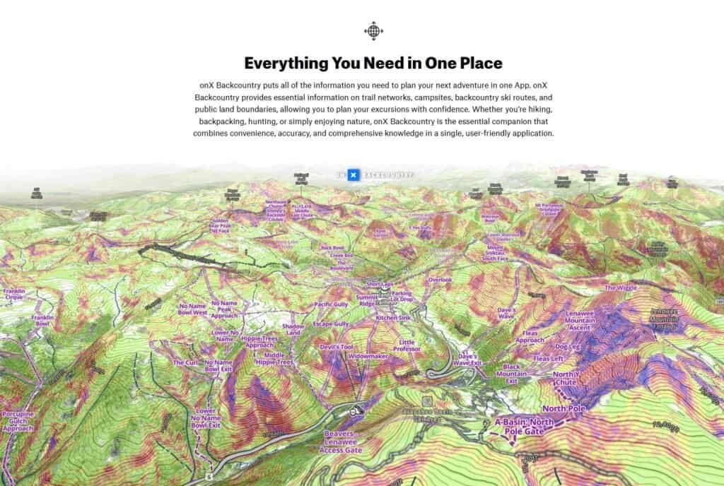 Topographic map with outdoor information.