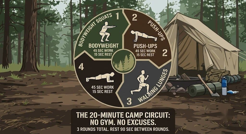 Outdoor workout circuit instructions.