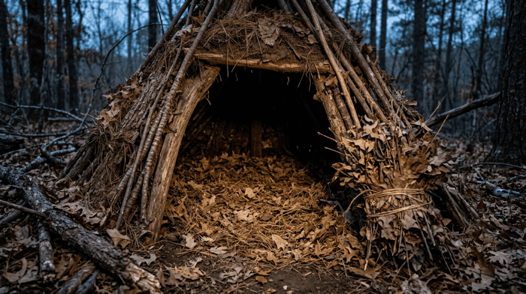 Natural shelter made of branches