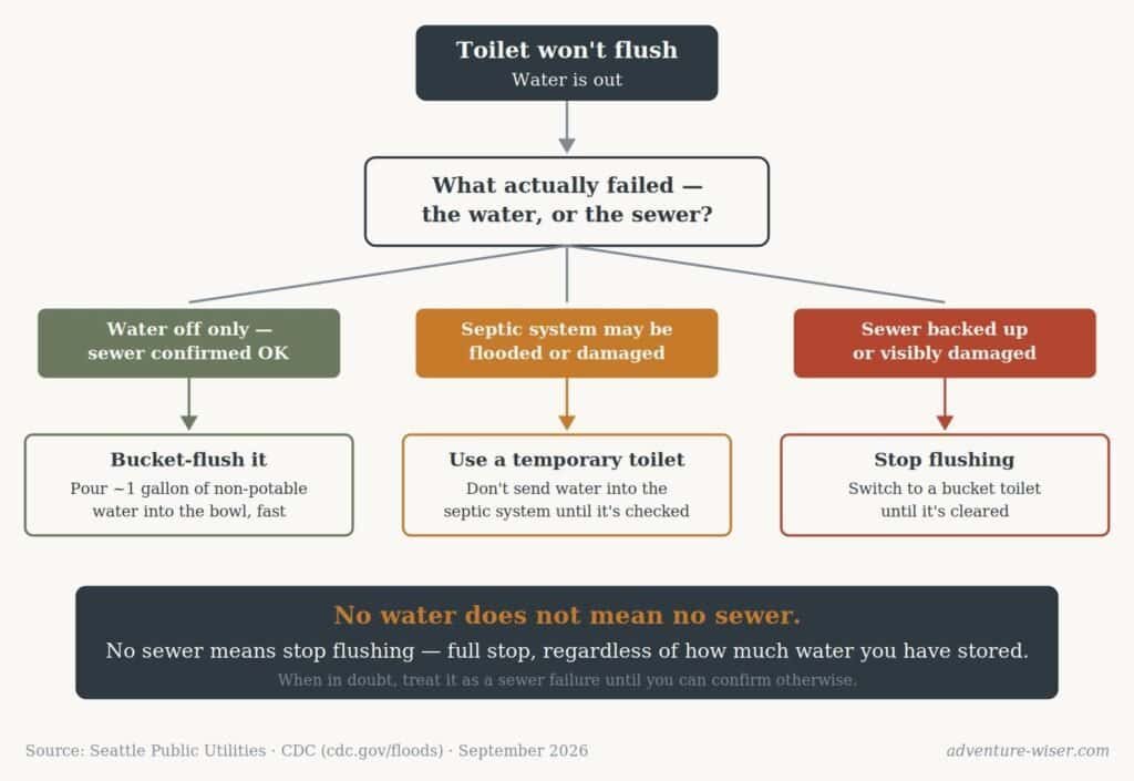 "Decision tree for whether your sewer is still working during a water outage